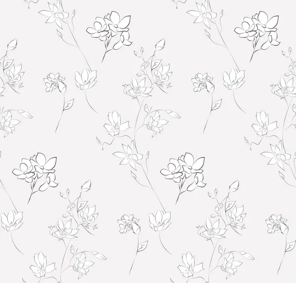 Vektor vzor bezešvé tažené květy, květinek — Stockový vektor