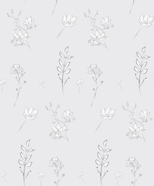 Vektör Seamless modeli ile çizilmiş çiçekler, çiçek