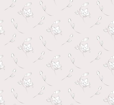 Vektör Seamless modeli ile çizilmiş çiçekler, çiçek