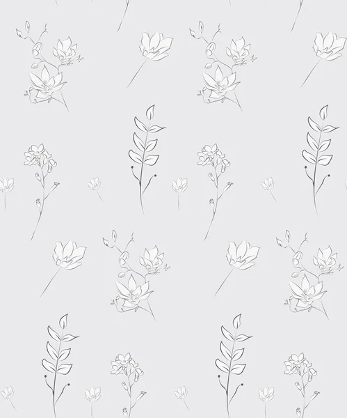 De naadloze patroon vector met getekende bloemen, Florals — Stockvector