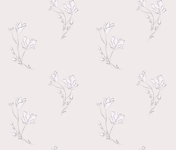 De naadloze patroon vector met getekende bloemen, Florals — Stockvector