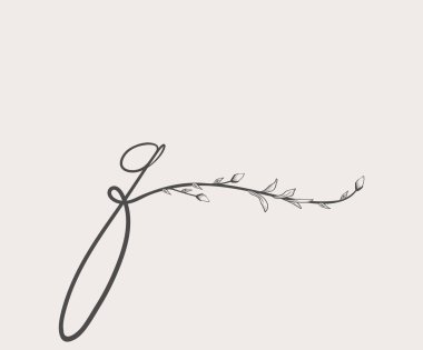 Vektör çiçek Q el çekilmiş monogram ve logosu