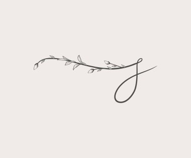 Vektör çiçek S el çekilmiş monogram ve logosu