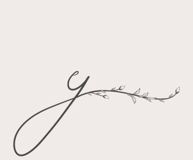 Vektör çiçek Y el çekilmiş monogram ve logosu