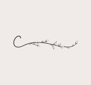 Vektör el çekilmiş çiçek C monogram ve logosu