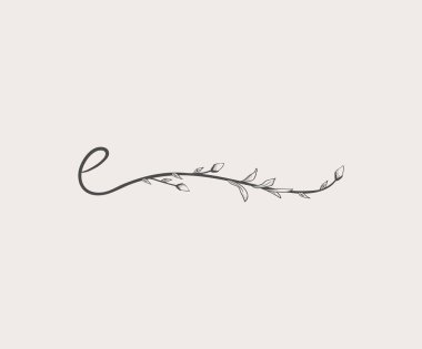 Vektör el çekilmiş çiçek E monogram ve logosu