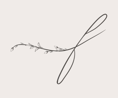 Vektör çiçek F el çekilmiş monogram ve logosu