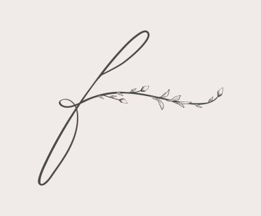 Vektör çiçek F el çekilmiş monogram ve logosu