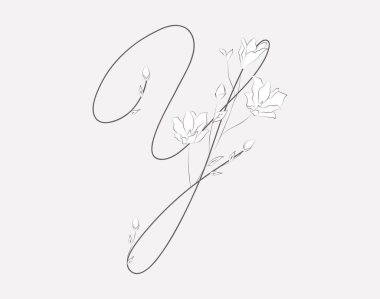 Vektör çiçek Y el yazı monogram ve logosu