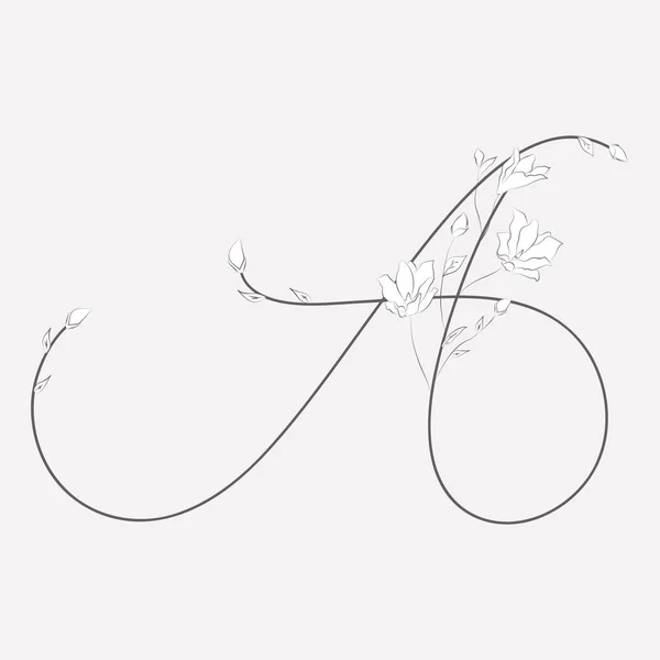 Vector floral A Hand Drawn monogram en logo — Stockvector