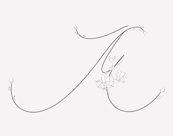 Vector Hand Lettering floral M monogram and logo — Stock Vector