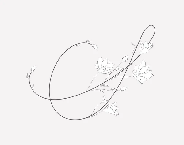 Vektor Hand Schriftzug Blumen s Monogramm und Logo — Stockvektor