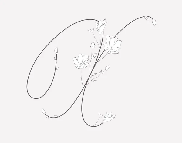 Vector Letras de mano floral X monograma y logotipo — Archivo Imágenes Vectoriales