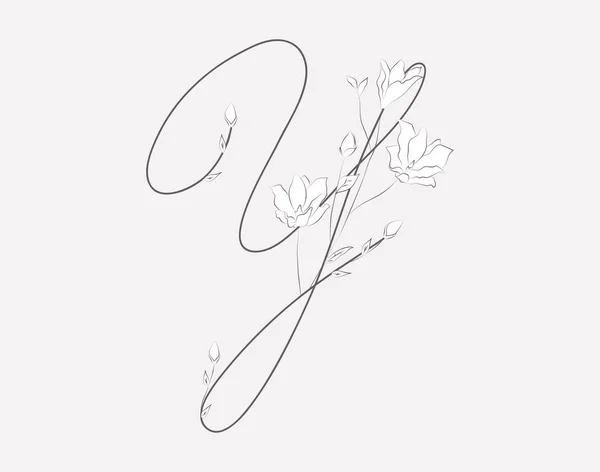 Vector Hand Lettering floral Y monogramme et logo — Image vectorielle