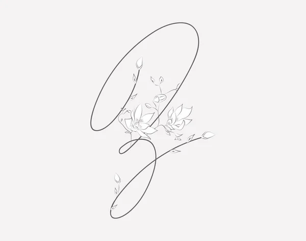 Vector Letras de mano floral Z monograma y logotipo — Archivo Imágenes Vectoriales