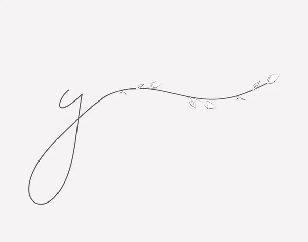 Hand Schriftzug Blumen y Kleinbuchstaben Monogramm und Logo — Stockvektor