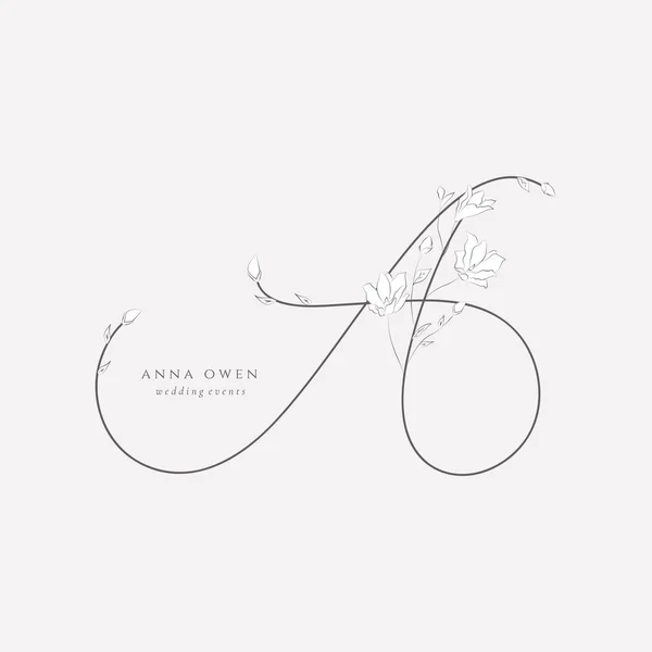Vector Floristic Feminine Brand Logo Template Monogram. — Stock Vector