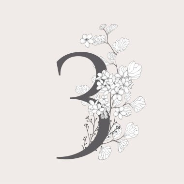 Çiçek çiçek sayısı 3 Monogram ve Logo vektör