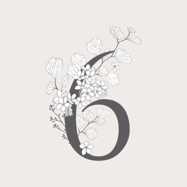 Çiçek çiçek sayısı 6 Monogram ve Logo vektör