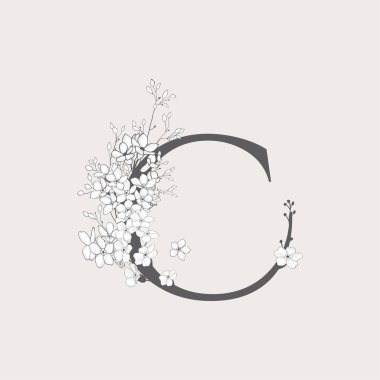 Çiçek çiçek ilk C Monogram ve Logo vektör