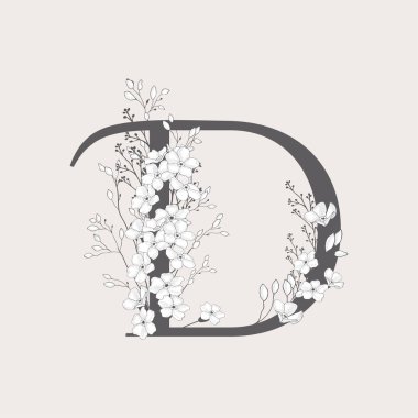 Çiçek çiçek ilk D Monogram ve Logo vektör