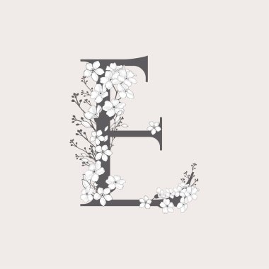 Çiçek çiçek ilk E Monogram ve Logo vektör