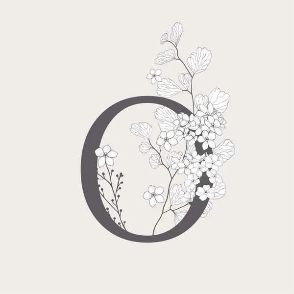 Vektor blühende Blumenzahl Null Monogramm und Logo — Stockvektor