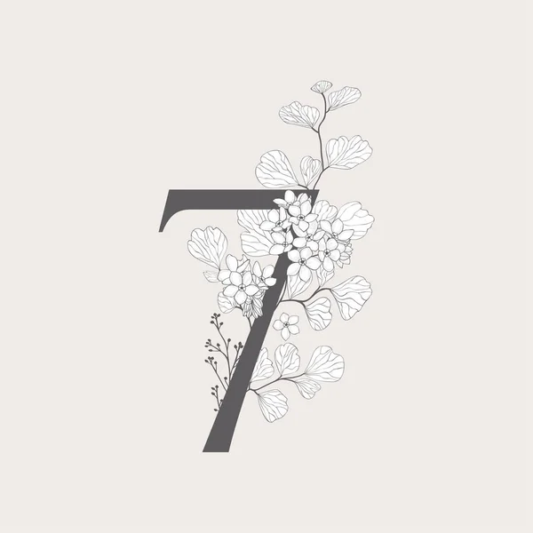Çiçek çiçek sayısı 7 Monogram ve Logo vektör — Stok Vektör