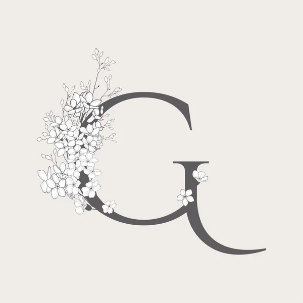 Monogramme et logo G initial floral à floraison vectorielle — Image vectorielle