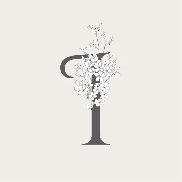 Vector Floración Floral Inicial I Monograma y Logo — Archivo Imágenes Vectoriales