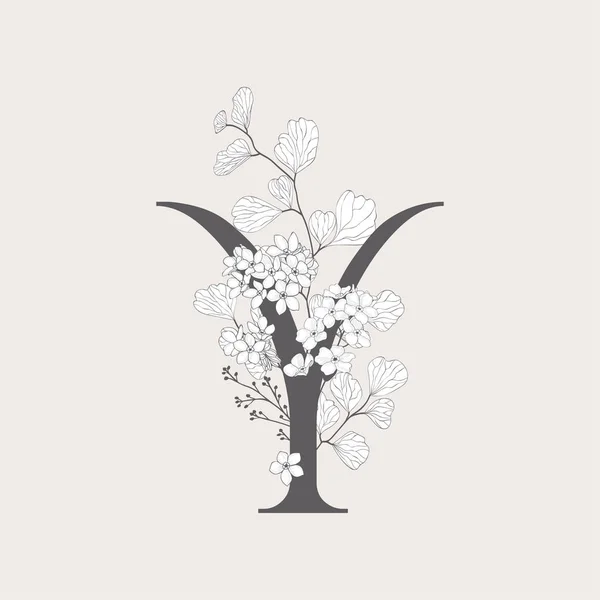 Векторний квітучі квіткові початкових Y монограма і логотип — стоковий вектор