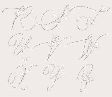 Vektör el çekilmiş çiçek Monogram ve logolar