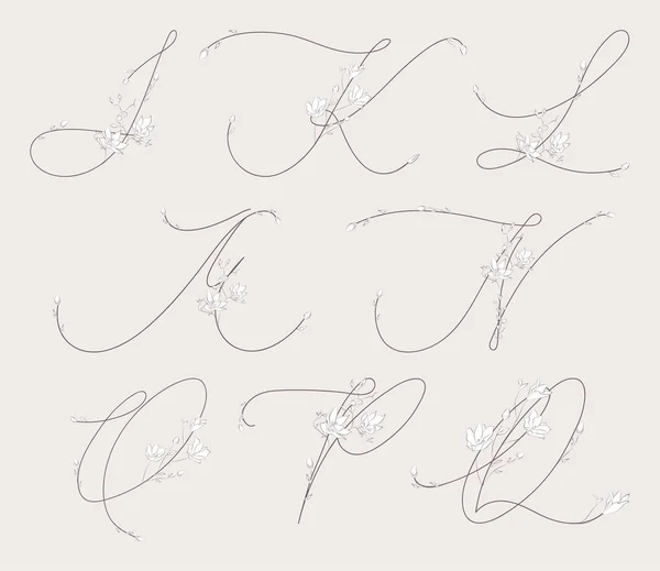 Vector Hand dras blommig monogram och logotyper — Stock vektor