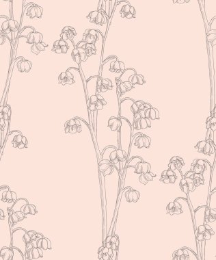 Vektör çizim çiçek ile ince Seamless Modeli