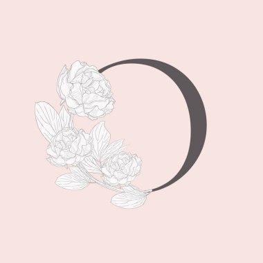 Çiçek çiçek ilk O Monogram ve Logo vektör