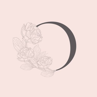 Çiçek çiçek ilk O Monogram ve Logo vektör