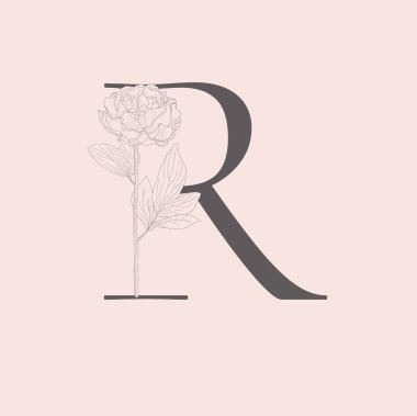 Çiçek çiçek ilk R Monogram ve Logo vektör