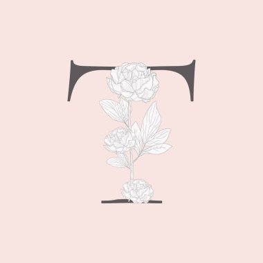 Çiçek çiçek ilk T Monogram ve Logo vektör