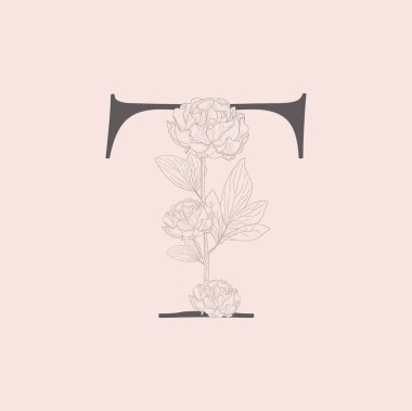 Çiçek çiçek ilk T Monogram ve Logo vektör