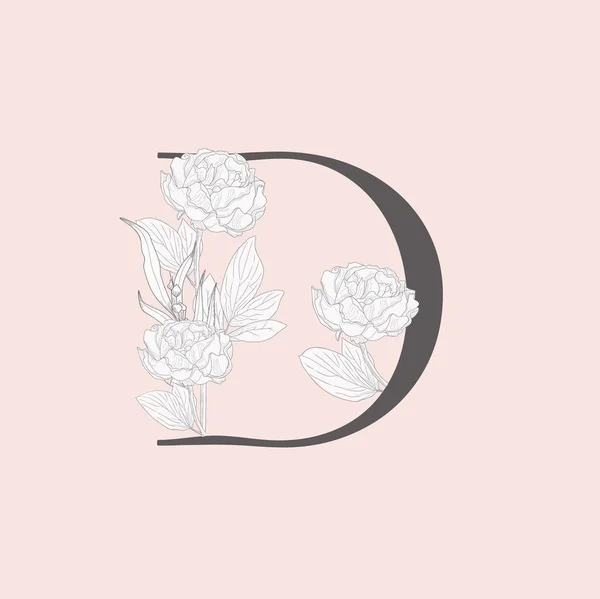 Monogramme et logo D initial floral à floraison vectorielle — Image vectorielle
