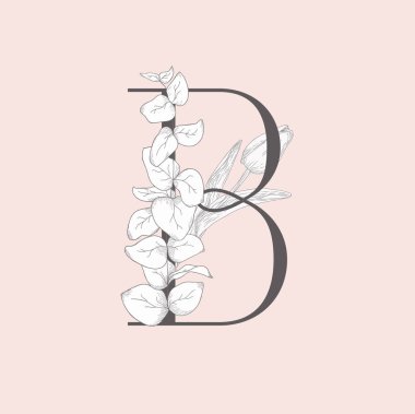 Çiçek çiçek zarif B Monogram ve Logo vektör