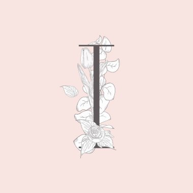 Vektör çiçek çiçek açan zarif ben Monogram ve logosu