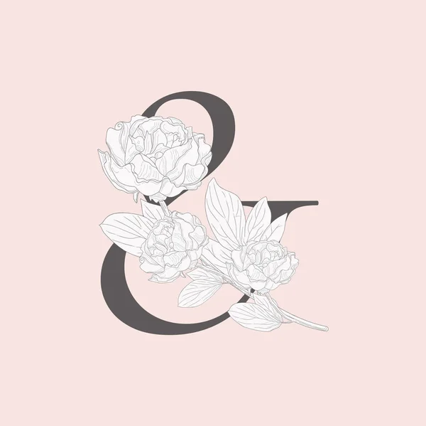 Vetor Blooming Floral Ampersand monograma e logotipo — Vetor de Stock