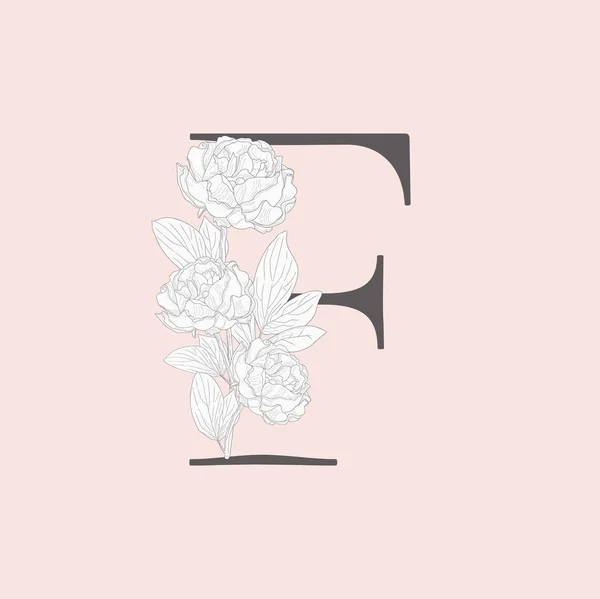 Vetor Blooming Floral Inicial F Monograma e logotipo — Vetor de Stock