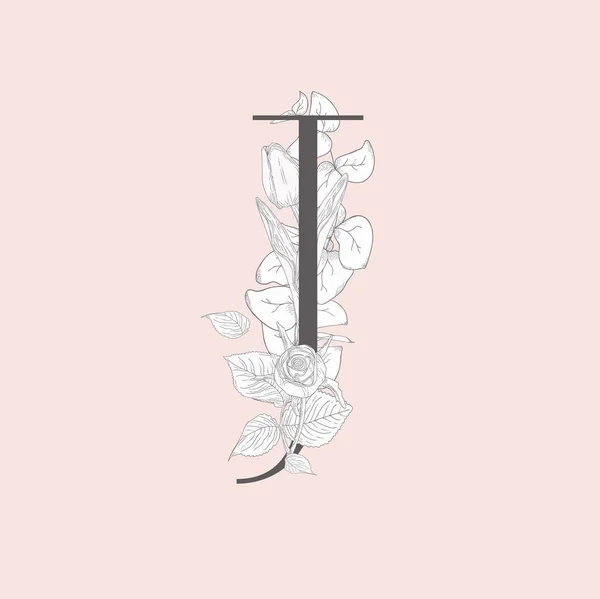 Ανθίζοντας λουλουδιών κομψό J μονόγραμμα και το λογότυπο του φορέα — Διανυσματικό Αρχείο
