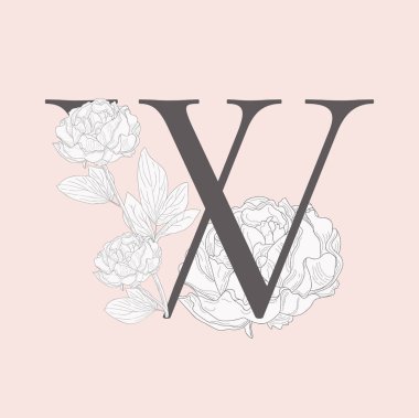Çiçek çiçek ilk W Monogram ve Logo vektör