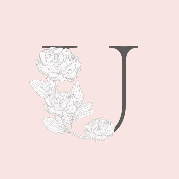 Monogramme et logo initiaux floraux U de floraison vectorielle — Image vectorielle