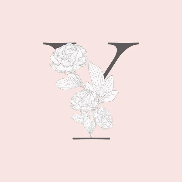 Monogramme et logo Y initial floral à floraison vectorielle — Image vectorielle