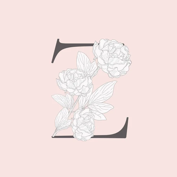 Vettore fioritura floreale iniziale Z monogramma e logo — Vettoriale Stock