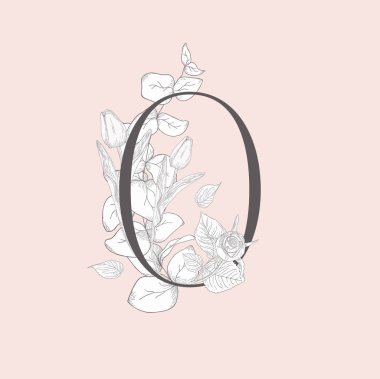 Çiçek çiçek zarif O Monogram ve Logo vektör